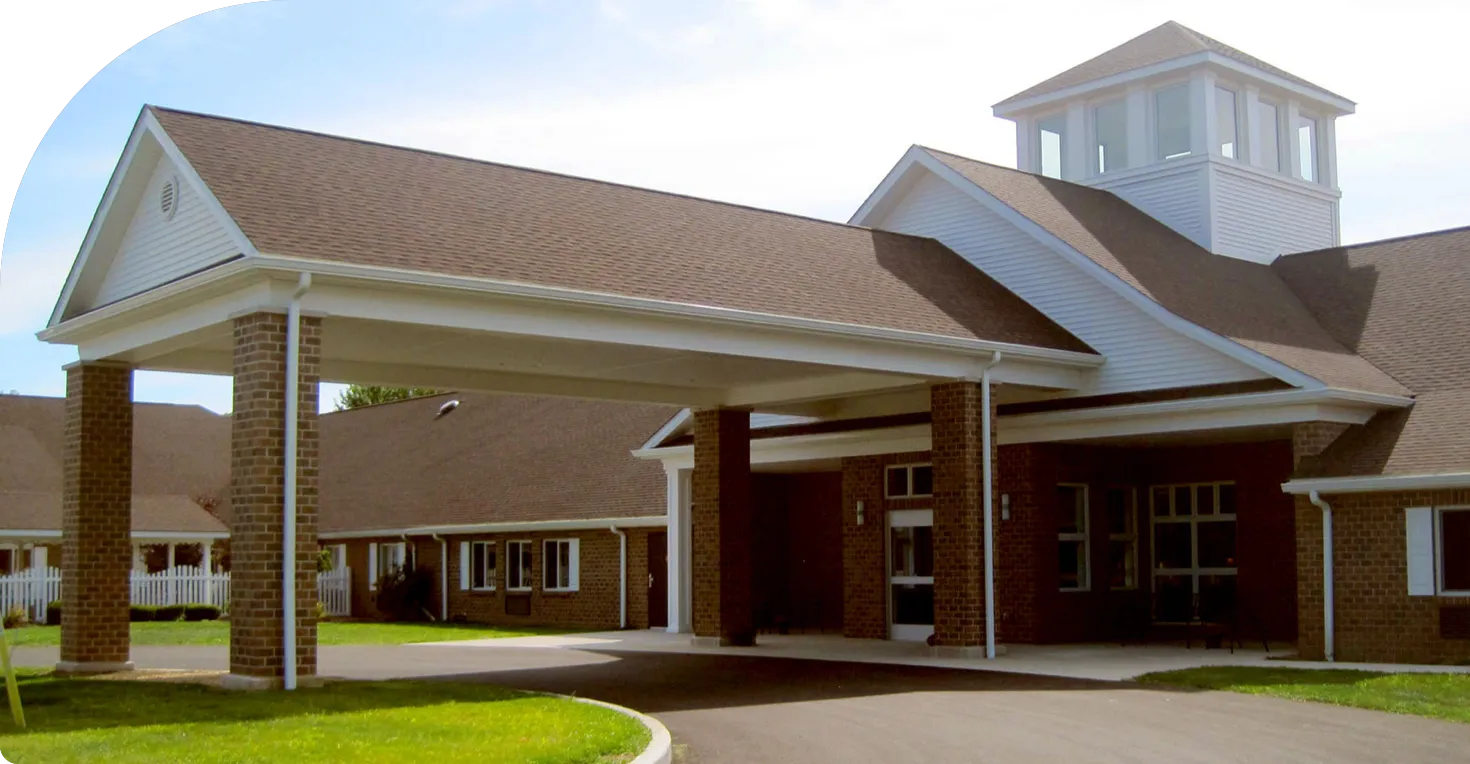Beautiful front entrance of the Liberty Health care facility
